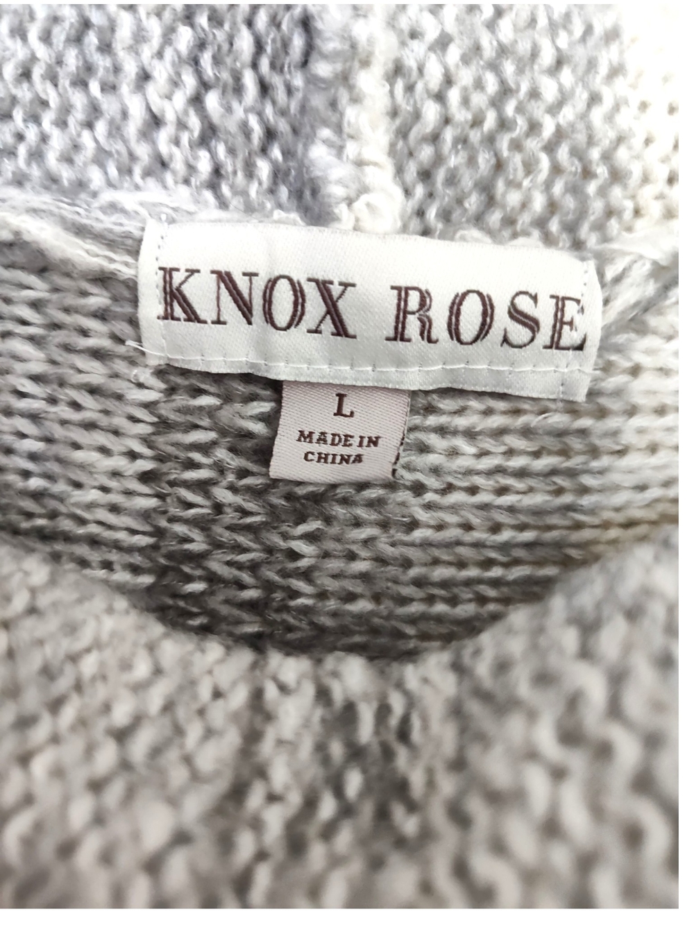 Grey and Cream Striped Cozy Knit Sweater - Picture 2 of 3